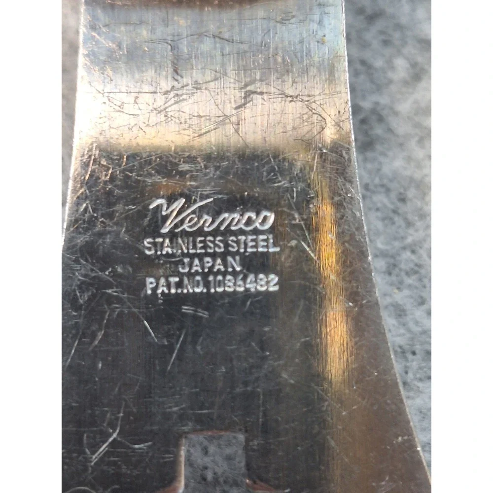 Vintage Vernco Stainless Steel Spatula Slicer Bottle Opener Wood Handle Japan